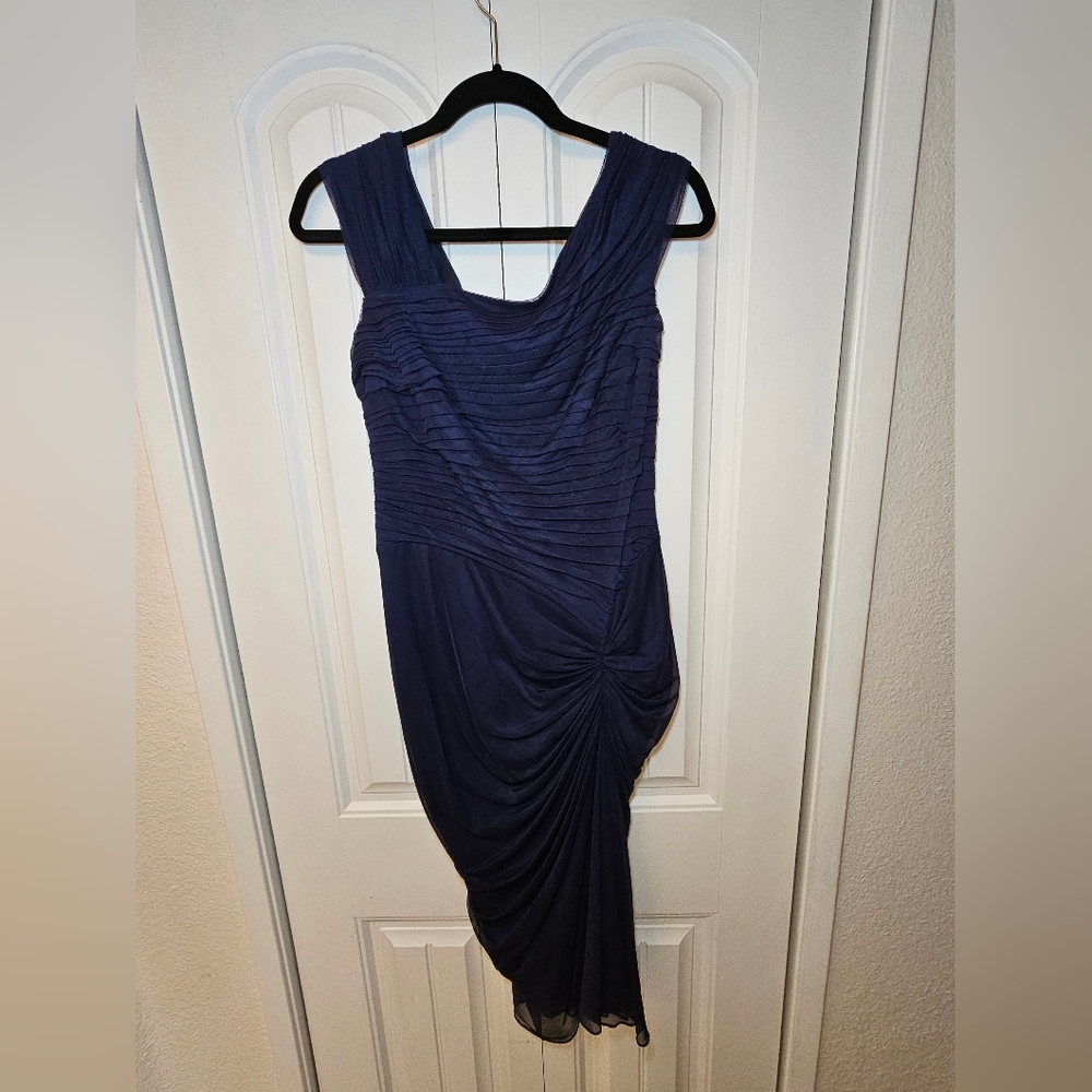 Tadashi Shoji Blue Asymmetrical Sheath Cocktail Dress